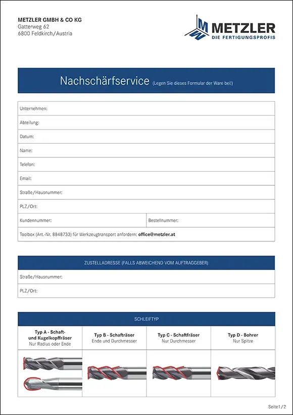 Nachschärfservice Allgemein