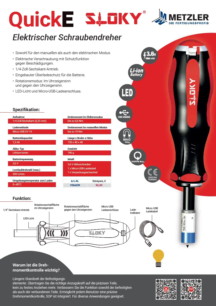 Quick E Sloky Elektrischer Schraubendreher