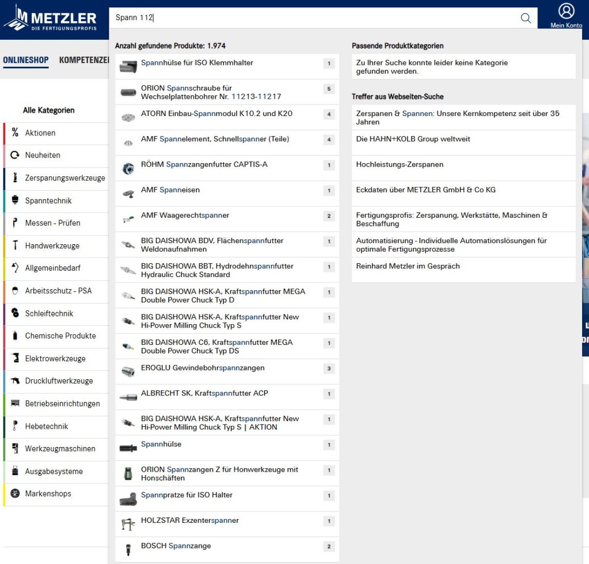 Produkte schnell finden