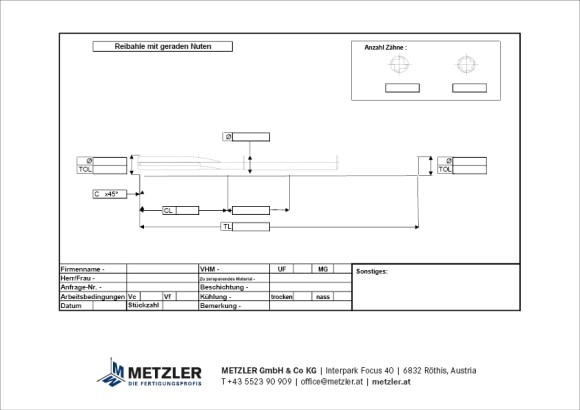 Reibahle mit geraden Nuten