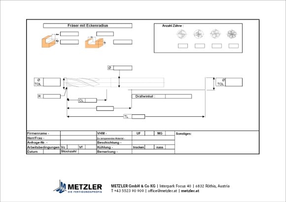 Schaftfräser mit Eckenradius