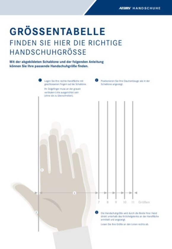 Größentabelle Handschuhgröße